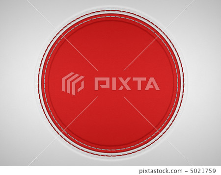 Red and grey stitched circle shape on leather 5021759