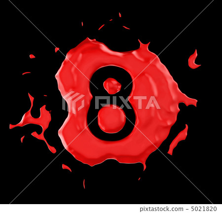 Red blob eight figure over black background 5021820