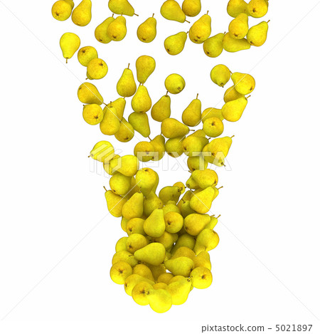 Ripe pears falling down isolated on white Ripe pears falling down isolated on white 5021897