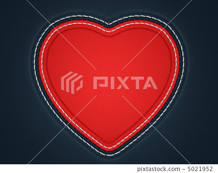 Red stitched heart shape on black leather 5021952