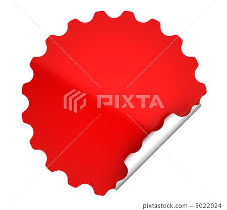 Red round bent sticker or label 5022024