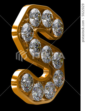 Golden S letter incrusted with diamonds Golden S letter incrusted with diamonds 5022029