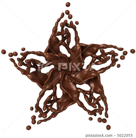 Splashing star: Liquid chocolate with drops isolated Splashing star: Liquid chocolate with drops isolated 5022055