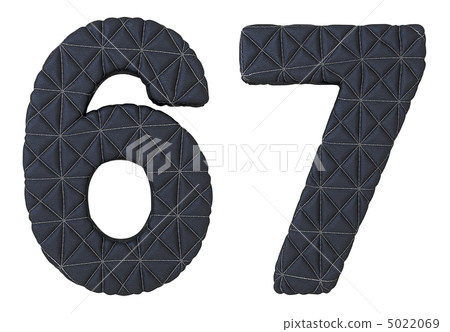 Stitched leather font 6 7 numerals 5022069