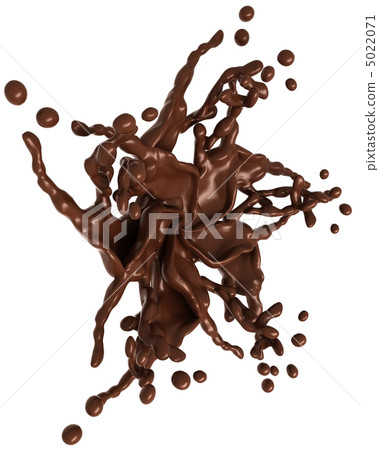 Splashing chocolate: Liquid star shape with drops isolated 5022071