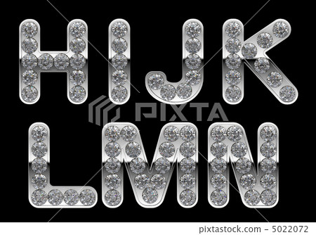 Silver H, I, J, K, L, M, N, letters incrusted with diamonds Silver H, I, J, K, L, M, N, letters incrusted with diamonds 5022072