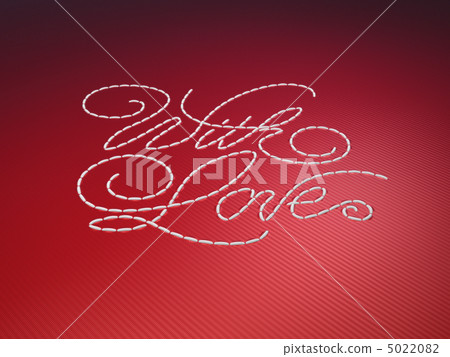 With love stitched embroidery words on red With love stitched embroidery words on red 5022082