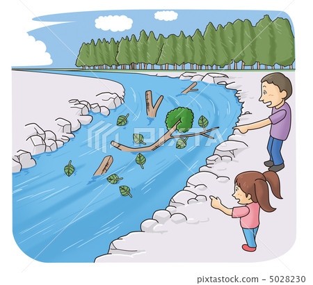 Prevention of water accident in the river _ branches of trees and fallen leaves flowing Prevention of water accident in the river _ branches of trees and fallen leaves flowing 5028230