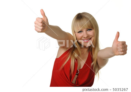 The girl thumbs up. Reaction of approval. The girl thumbs up. Reaction of approval. 5035267