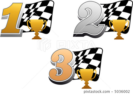 Chequered racing flag with trophy Chequered racing flag with trophy 5036002