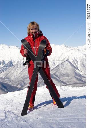 skier on the top skier on the top 5038777