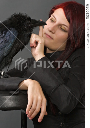 woman with raven woman with raven 5039059