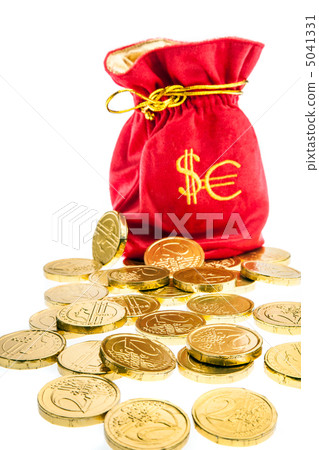 Sack with euro and dollars coins 5041331