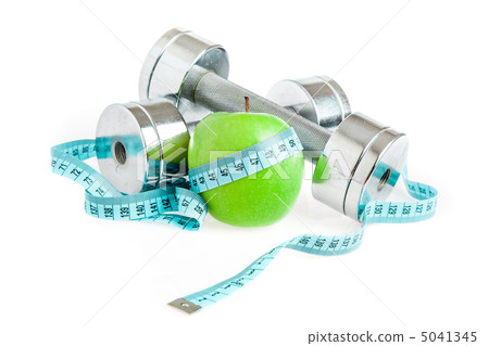 Dumbbells and apple. A healthy way of life 5041345