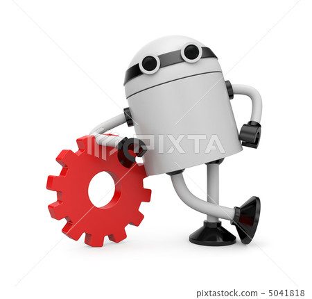 Robot leaning on a gear 5041818