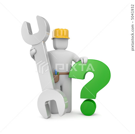 3d worker with spanner and question 5041932