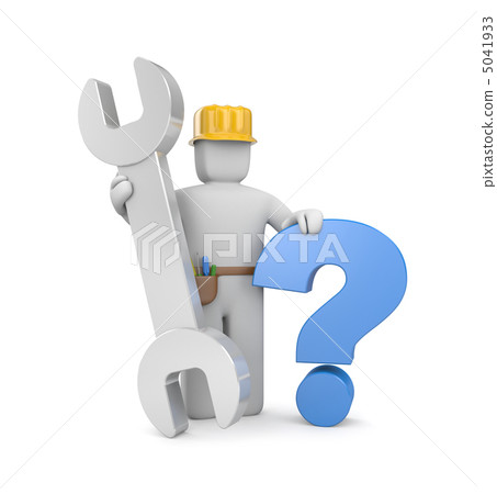 3d worker with spanner and question 5041933