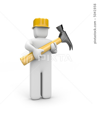 The builder holds a hammer 5041938