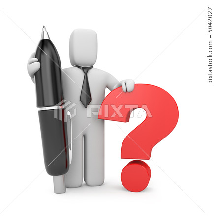 3d businessman with pen and question 5042027