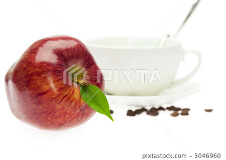 apple and a cup  isolated on white 5046960