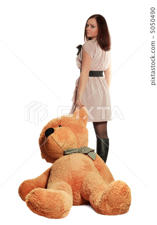 beautiful girl draging toy bear 5050490