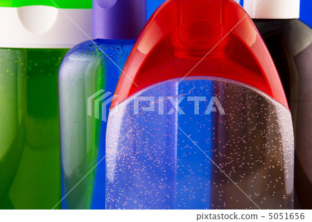 cosmetic containers on a colorful background cosmetic containers on a colorful background 5051656