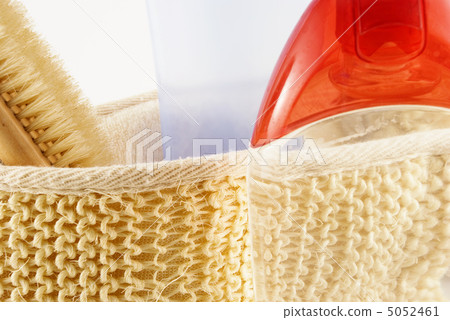 cosmetic containers and wool isolated on white cosmetic containers and wool isolated on white 5052461