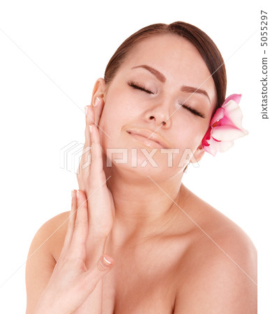 Beautiful girl with orchid flower. 5055297
