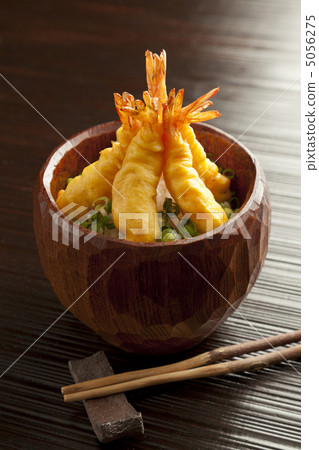 Bowl of rice and fried fish 5056275