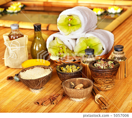 Spa still life with towel. Spa still life with towel. 5057006