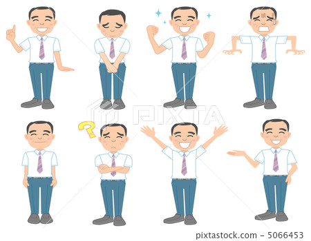 Middle-aged businessman summer clothes pose collection 5066453