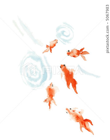 Goldfish And Light Blue Spirals Stock Illustration