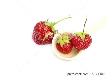 strawberry in a wooden spoon isolated on white strawberry in a wooden spoon isolated on white 5073488