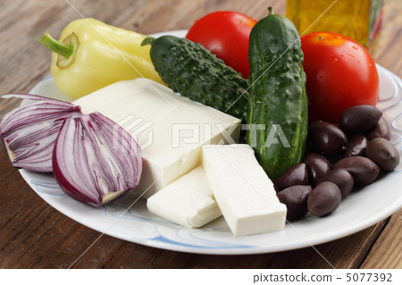 Ingredients for greek salad Ingredients for greek salad 5077392