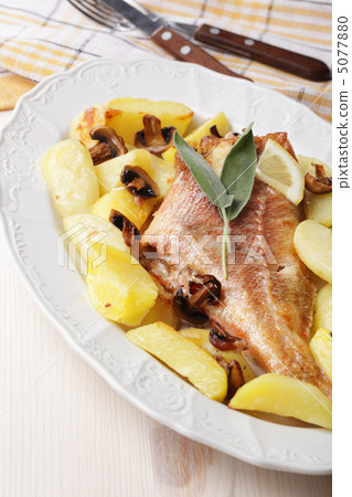 Baked red grouper with vegetables 5077880