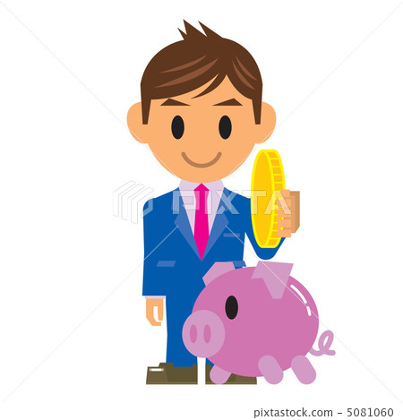 Businessman illustration Piggy bank - Stock Illustration [5081060] - PIXTA