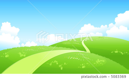 Path of curve on green landscape 5083369