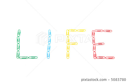 word "life" made with multicolored paper clips 5083780