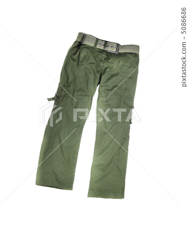 Green sport trousers isolated on white 5086686