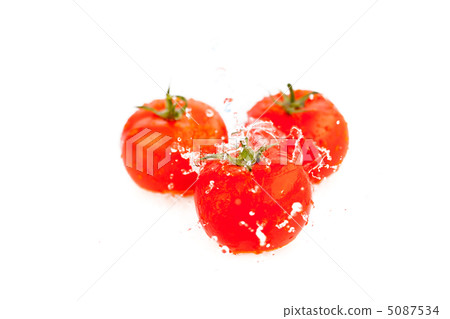 tomatoes with splashes of water isolated on white tomatoes with splashes of water isolated on white 5087534