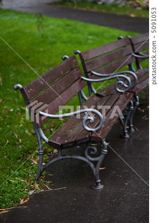 wet benches in the park on rain wet benches in the park on rain 5091053