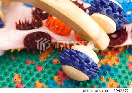 background from the masseur with needles background from the masseur with needles 5092372