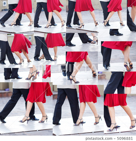 collage of a couple dancing the tango in the streets of Buenos A 5096881