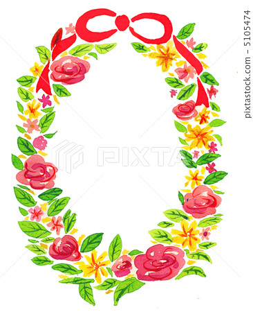 Flower frame 2 ribbon - Stock Illustration [5105474] - PIXTA