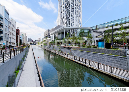 Tokyo Sky Tree Town and Landscape Shining in the Kita-Tokawa River 5108886