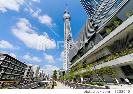 藍天傳播和建立鎮的東京天空樹城鎮 藍天傳播和建立鎮的東京天空樹城鎮 5108940