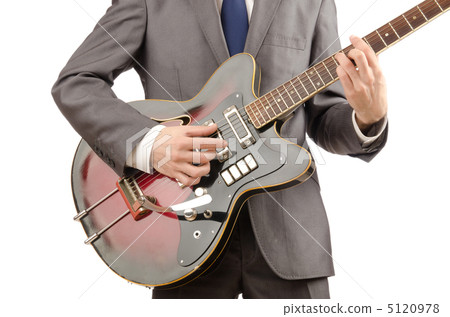 Guitar player in business suit on white Guitar player in business suit on white 5120978