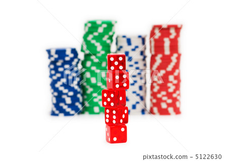 Stack of chips and dice isolated on the white background 5122630