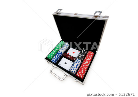 Casino chips and cards in the steel case 5122671