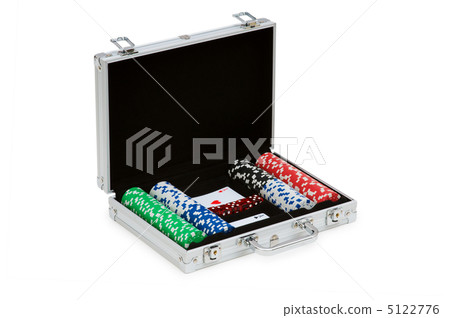 Casino chips and cards in the steel case 5122776